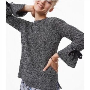LOFT Tipped Tie Cuff Knit Bell Sleeve Sweater L